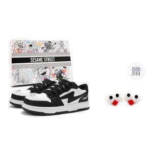 SESAME STREET Унисекс скейтерские ботинки черно-белые с противоскользящей подошвой, устойчивые к истиранию, легкие, с пряжкой, цвет Black White (with Shoe Buckle)