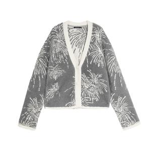 Свитер XU ZHI женский кардиган с V-образным вырезом ELLE, medium серый