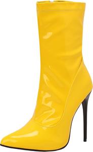 Женские ботильоны с острым носком, сексуальные ботинки на шпильке с молнией и однотонным цветом XIEPP, Yellow
