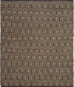 Ковер SAFAVIEH, 183 x 183 см, Cape Cod, Black & Natural, ручная работа, плоское плетение из джута, идеально для помещений с высокой проходимостью: гостиная, спальня (CAP822A)