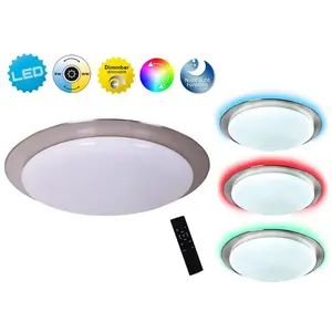 Светодиодный потолочный светильник näve Triest с LED-модулем 1 шт., теплый белый - холодный белый, абажур с кристаллическим эффектом, ночник, CCT, RGB-подсветка рамки, регулируемая яркость Näve, белый