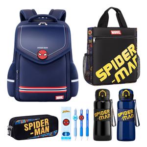 Disney Рюкзак Marvel из полиэстера и искусственной кожи большой мужской синий черный, Spider-Man+Learning Stationery