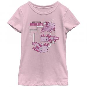 Розовая футболка с рисунком аксолотля для девочек Minecraft, розовый