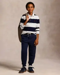 Унисекс спортивные брюки из флиса с вышитой лошадью Polo Ralph Lauren, темно-синий