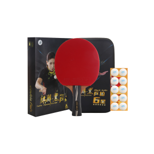 Настольная теннисная ракетка DOUBLEFISH All Wood с двухсторонним инвертированным покрытием DOUBLE FISH, [professional six-star qilin черный box set]shakehand grip 1 pack+racket bag*1+(includes 2 training balls)