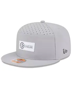 Мужская серая кепка Pittsburgh Steelers 2025 Sideline Split Panel 9FIFTY Snapback New Era