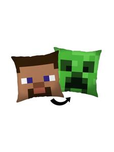 Подушка 40×40 см с изображением Стива и Крипера для геймеров и детей  Minecraft