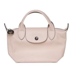 Кожаная сумка через плечо с аппликацией из коровьей кожи миниатюрная женская телесная LONGCHAMP