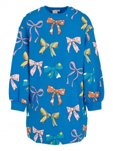 Платье мини с длинными рукавами и принтом Stella Mccartney Kids, синий