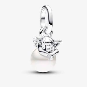 Шарм-подвеска Pandora ME Cupid Mini, серебро/белый