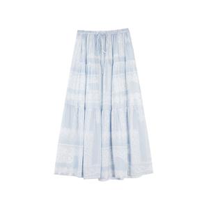 Повседневная длинная юбка женская тонкая миди юбка A-силуэта ELLE, синий