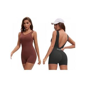 2 упаковки женских комбинезонов для тренировок с открытой спиной и эффектом контроля живота Inspire Chic, Coffee Dark Grey