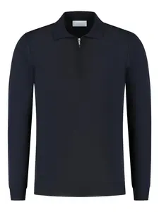 Свитер с полу-молнией и воротником поло Marco Pescarolo, синий
