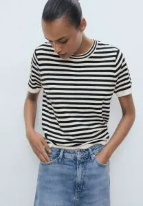 Футболка в полоску с короткими рукавами и принтом Mango, Dark Blue