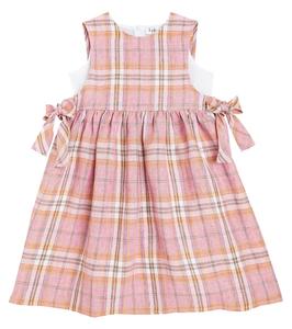 Платье из льна и хлопка в клетку с бантом Il Gufo, Tropea