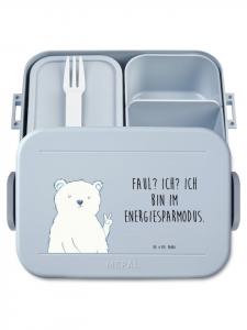 Mr. & Mrs. Panda Бенто-бокс с изображением полярного медведя и надписью пастельно-голубого цвета