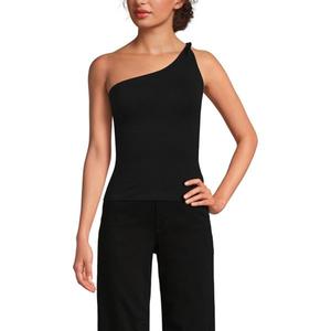 Женский облегающий топ с одним плечом Lands' End, черный