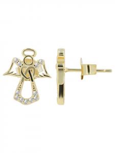 Adeliás Женские серьги - серьги-гвоздики из серебра 925 пробы с золотым покрытием