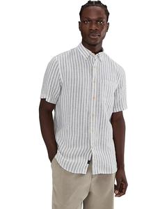 Мужская короткая рубашка Faherty Laguna Linen, Green Hill Stripe