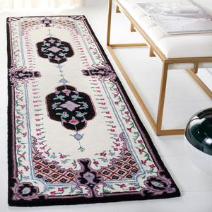 Ковер ручной работы SAFAVIEH, 244 x 305 см, Bellagio Collection Ivory/Black BLG535X с медальоном из премиальной шерсти для гостиной, столовой, спальни