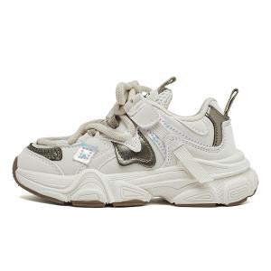 Нескользящие дышащие низкие детские кроссовки для бега HOBIBEAR, белый/хаки