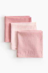 Салфетка H&M Muslin Cloth, 3 штуки, 40x40 см, розовый