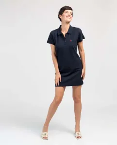 Платье из пике с короткими рукавами и воротником-поло De la Roca, темно-синий