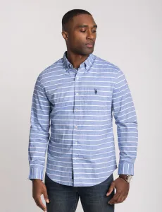 Рубашка U.S. Polo Assn Long Sleeve Stretch Slub Poplin, синий