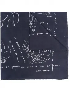Шарф с графичным принтом A.P.C., синий