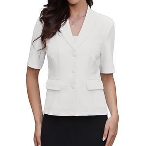 Короткий блейзер для женщин летний на пуговицах для офиса Inspire Chic, White