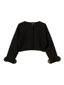 Трикотажный жакет с манжетами из органзы TWINSET, черный