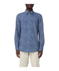 Синяя рубашка с принтом для мужчин Hugo, синий