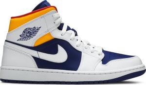Кроссовки Air Jordan 1 Mid White Deep Royal Blue, белый