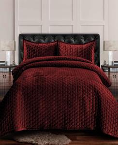 Комплект постельного белья Lugano Honeycomb Velvet Oversized Solid из 3 предметов, размер Queen Tribeca Living, Dark Red