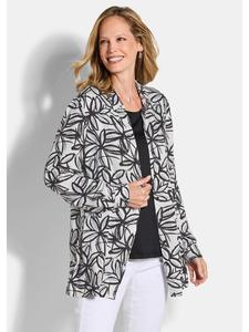 GOLDNER Блузка/рубашка с цветочным принтом в бело-черно-узорчатой гамме