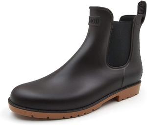 Унисекс резиновые короткие дождевые ботинки Amoji Chelsea на щиколотку 919, коричневый