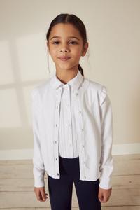 Школьный кардиган из хлопка с рюшами на плечах (3-16 лет) Next, белый