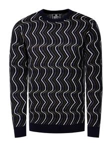 Тонкий трикотажный свитер с круглым вырезом в стиле 80-х годов темно-синего цвета Rusty Neal