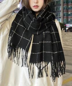 aimoha -select-/Шарф с клетчатой бахромой