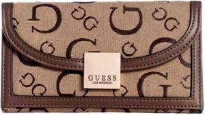 Женский тонкий клатч-кошелек GUESS Gammill Logo Trifold, цвет: коричневый, многоцветный