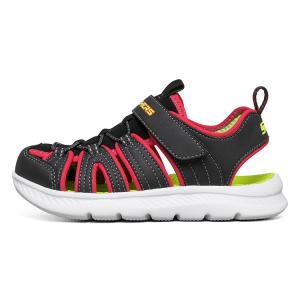 Skechers Сандалии детские, черно-красные, для подростков, с защитой от ударов, износостойкие, дышащие, легкие, с амортизацией