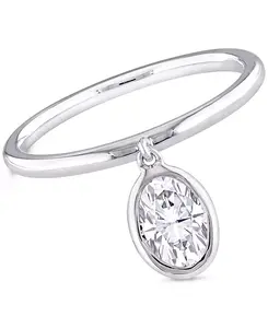 Кольцо с подвеской овальной формы с муассанитом (1 карат) из стерлингового серебра Macy'S, silver