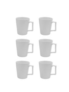 Чашка для кофе/чая 400 мл с ребристым узором, кружка с ручкой, 6 шт. белого цвета Intirilife