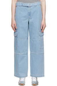 Синие брюки-карго из денима с поясом Maison Kitsuné