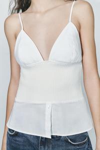 Топ Zara Combined Poplin, белый (размер XL)