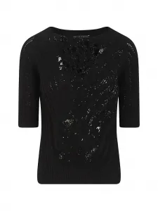 Вязаный топ с цветочным кружевом Ermanno Scervino, черный