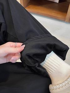 Теплые широкие брюки на флисовой подкладке для женщин Doux Belle, цвет Black