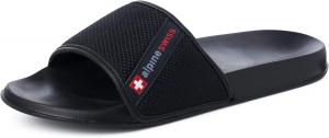 Альпийские спортивные слайды для мужчин | Вьетнамки, домашние тапочки для мужчин | Удобные, легкие и водоотталкивающие | Повседневные с открытым носком Alpine Swiss, черный
