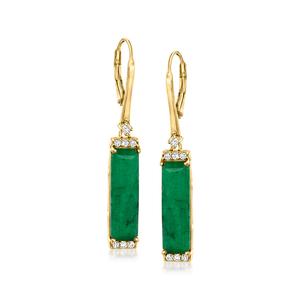 Серьги-подвески Ross-Simons с изумрудами и белыми топазами из 18-каратного золота поверх стерлингового серебра Ross-Simons, зеленый