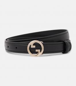 Ремень Blondie Interlocking G из кожи Gucci, черный